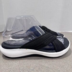 Cloudsteppers by Clarks Black Mira Isle Comfort Sandals Minimalist Slides 7.5